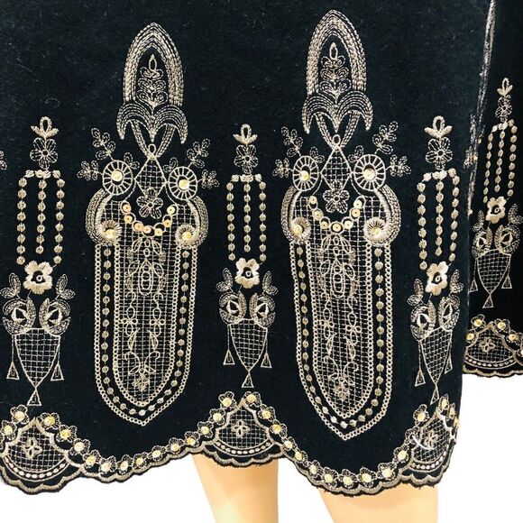 Vintage Joy London Skirt 100% Wool Embroidered Sequins Full Lining - Picture 2 of 11